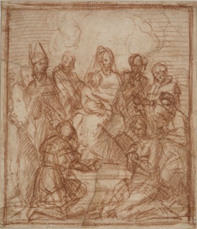 Madonna met Kind en acht heiligen op de troon (studie), 1528 door Andrea del Sarto