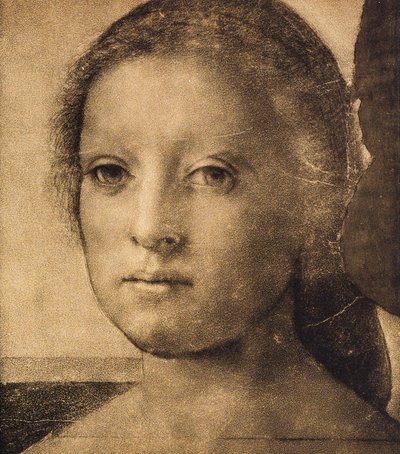 Hoofd van een jonge vrouw, tekening door Andrea del Sarto. Gabinetto dei Disegni e delle Stampe, Uffizi Gallery, Florence door Andrea del Sarto