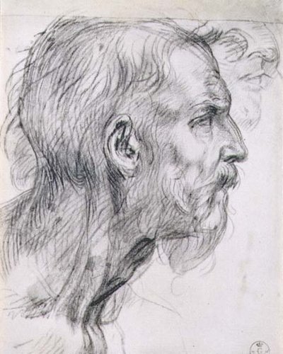Hoofd van een apostel, studie voor de fresco van het 