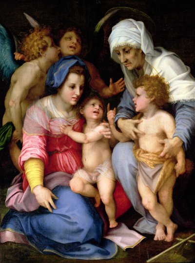 Heilige Familie met engelen, c.1515-16 door Andrea del Sarto