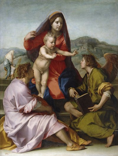 Madonna en Kind met Sint-Mattheüs en de Engel door Andrea del Sarto