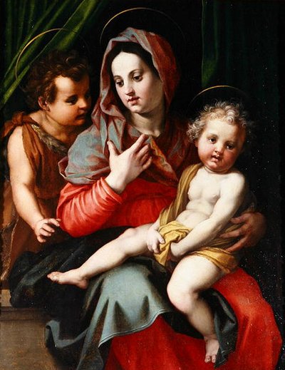 Madonna en Kind met St. Johannes door Andrea del Sarto