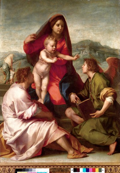 Madonna della Scala. Heilige familie met een engel door Andrea del Sarto