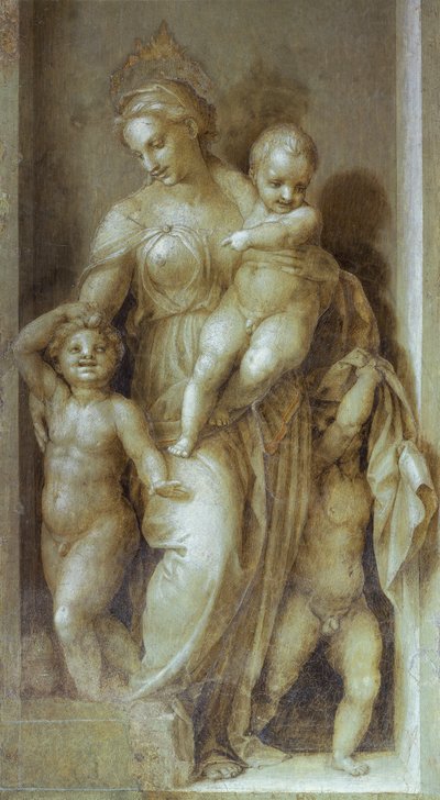 Voorstelling van liefdadigheid (detail) door Andrea del Sarto