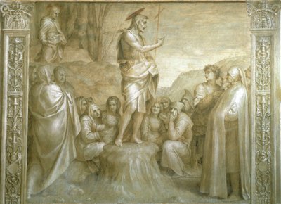 Verhalen van Sint Jan door Andrea del Sarto, fresco, detail, Klooster van Scalzo, Florence door Andrea del Sarto