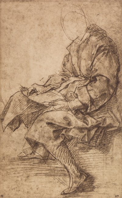 Studie van een mannelijk figuur door Andrea del Sarto