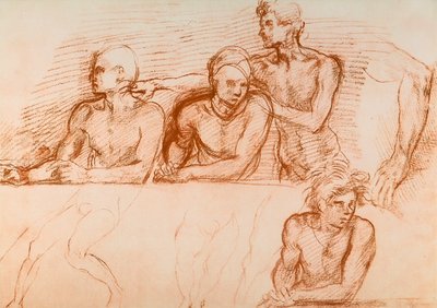 Studie van de apostelen voor het Laatste Avondmaal van San Salvi, tekening door Andrea del Sarto. Gabinetto dei Disegni e Stampe, Uffizi Gallery, Florence door Andrea del Sarto