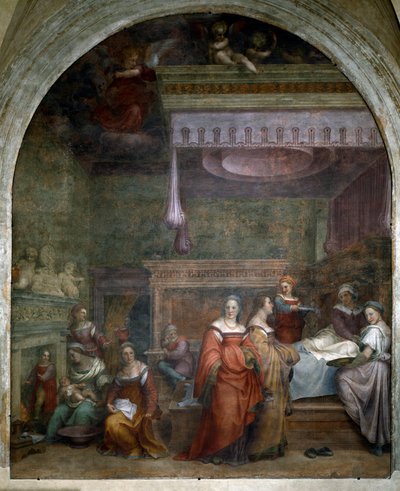 De geboorte van Maria door Andrea del Sarto
