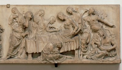 Reliëf dat de dood van Francesca Tornabuoni toont door Andrea del Verrocchio