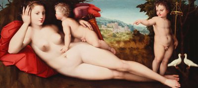 Venus met heilige en profane liefde door Andrea di Alessandro Bresciano