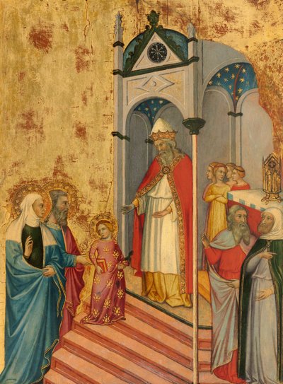 De Presentatie van de Maagd in de Tempel, ca. 1400-1405 door Andrea di Bartolo