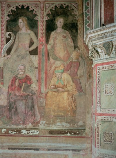 De Kerk Strijdend en Triomferend, in de Spaanse Kapel, detail van Retorica, Cicero, Grammatica en Aelius Donatus door Andrea di Bonaiuto (fl.1343 77)