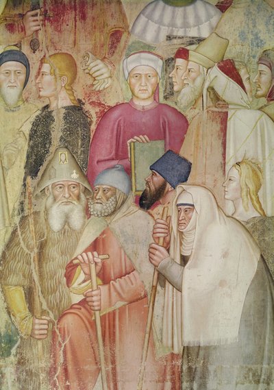 De Kerk Strijdend en Triomferend, in de Spaanse Kapel, detail van de rechterkant door Andrea di Bonaiuto