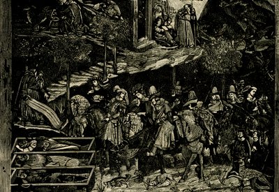 Paardrijden, detail (Triomf van de Dood) door Andrea di Cione Orcagna