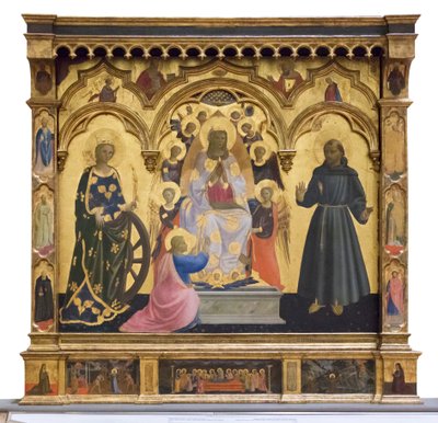 Madonna van de Cintola met Sint Catharina en Franciscus door Andrea di Giusto Manzini