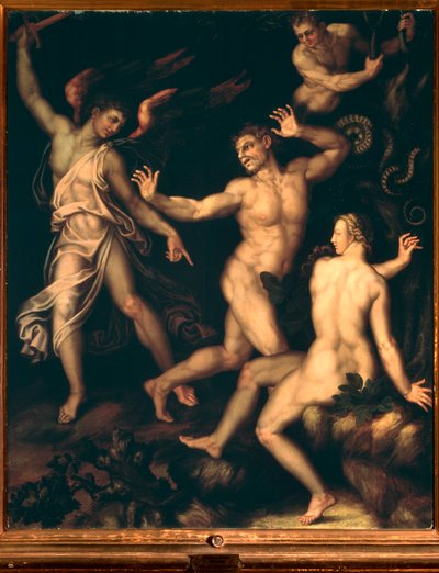 Adam en Eva verdreven uit het paradijs door Andrea di Mariotto del Minga