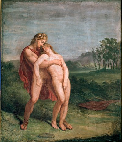 Apollo en Hyacinthos (Hyacinthe) Fresco door Andrea Appiani (1754-1817) Dim. 116x100 cm Milaan, Pinacoteca di Brera door Andrea the Elder Appiani