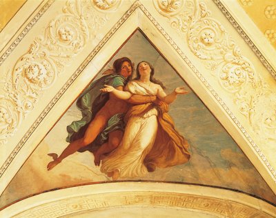 Bezel met Mercurius, fresco door Andrea Appiani, Villa Reale, Monza, Italië door Andrea the Elder Appiani