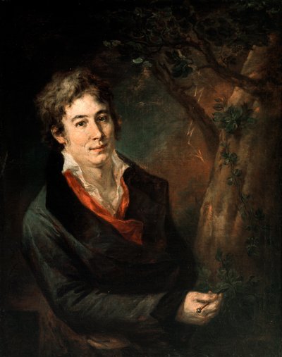 Portret van de Italiaanse dichter en toneelschrijver Ugo Foscolo (1778-1827). Schilderij door Andrea Appiani door Andrea the Elder Appiani