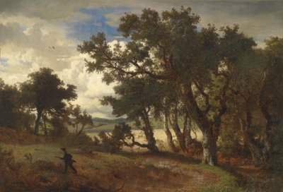 Jager in landschap door Andreas Achenbach