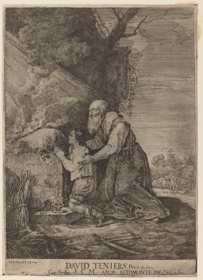 Het offer van Isaac door Andreas Altomonte, after David Teniers the Younger