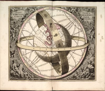 12. Hemisphaeria sphaerarum rectae & obliquae, utriusque door Andreas Cellarius