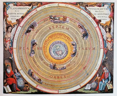 Wereldkaart, studie van de Aarde gebaseerd op de theorieën van Ptolemaeus door Andreas Cellarius