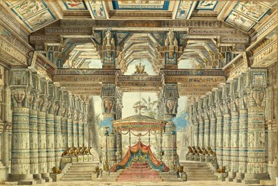 Toneelontwerp voor het ballet Caesar in Egypte door G. Haendel, 1834 door Andreas Leonhard Roller