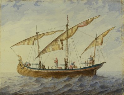 Toneelontwerp voor het ballet Corsair door A. Adam, 1863 door Andreas Leonhard Roller