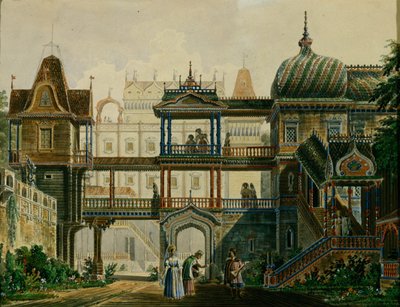 Decorontwerp voor de opera Askolds Graf door A. Verstovski, 1841 door Andreas Leonhard Roller
