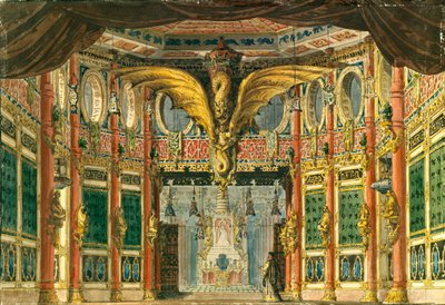 Decorontwerp voor de opera Het Bronzen Paard door D. Auber, 1837 door Andreas Leonhard Roller