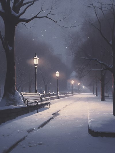 Besneeuwde winternacht door Andreas Magnusson