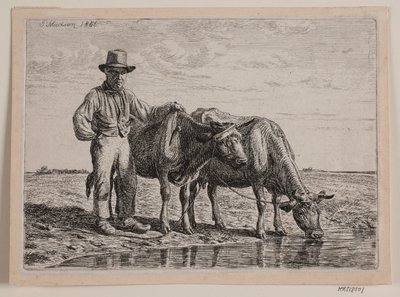 Herder met koeien door Andreas Peter Madsen