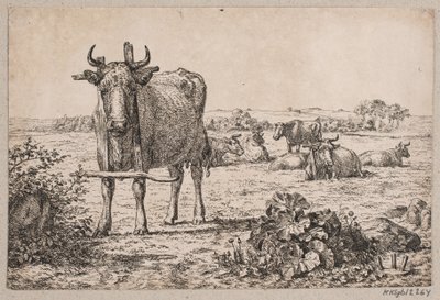 Landschap met koeien door Andreas Peter Madsen