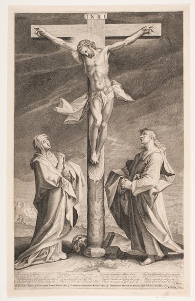 Christus aan het kruis tussen Maria en Johannes door Andreas Reinhardt
