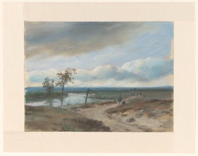 Vennenlandschap door Andreas Schelfhout (signed by artist)