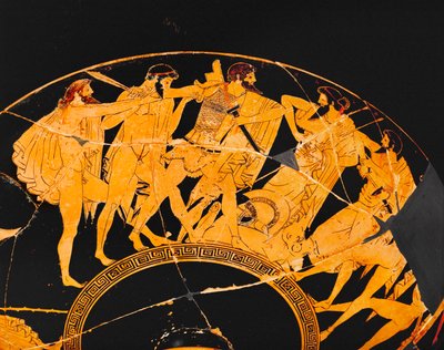 De Trojaanse helden strijden om de wapens en het harnas van de gedode Achilles ... door Andreas Schelfhout
