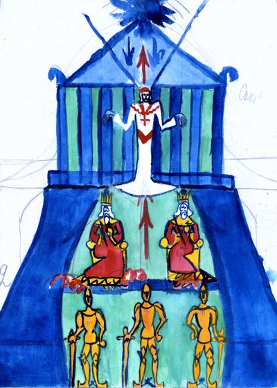 Beeld van theocratie samenzwering van de pausen, Begin 1900s door Andrei Bely