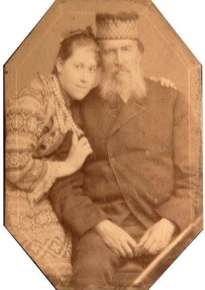 Portret van de dichter Yakov Petrovich Polonsky met dochter Natalia door Andrei Osipovich Karelin