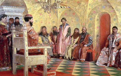 Tsaar Mikhail Fyodorovich (1596-1645) met Bojaren Zittend in Zijn Kamer, 1893 door Andrei Petrovich Ryabushkin