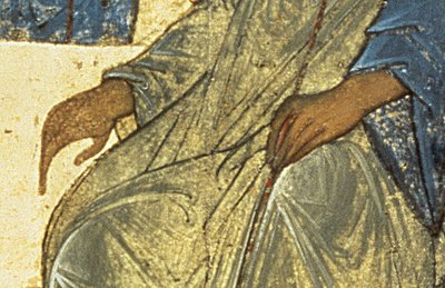 Detail van de Heilige Drie-eenheid door Andrei Rublev