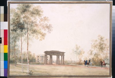 Poort naar het park in Tsarskoye Selo door Andrei Yefimovich Martynov