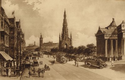 Edinburgh: Princes Street vanaf de Mound door Andrew Allan
