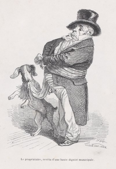 De eigenaar uit Scènes uit het privé- en openbare leven van dieren, ca. 1837-47 door Andrew Best Leloir