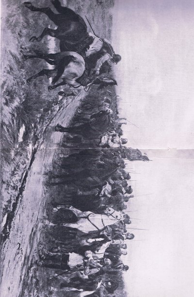 Cromwell bij Dunbar 3 september 1650, illustratie uit Britse gevechten op land en zee, 1915 door Andrew Carrick Gow