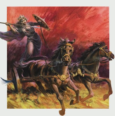 Koningin Boadicea (ca. 60 n.Chr.) (gouache op papier) door Andrew Howat