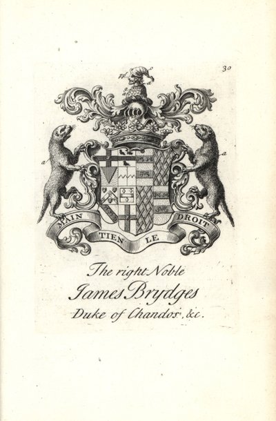 Wapen en wapenrusting van de zeer nobele James Brydges, hertog van Chandos door Andrew Johnston