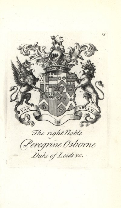 Wapen en wapenrusting van de zeer edele Peregrine Osborne, 2e Hertog van Leeds door Andrew Johnston