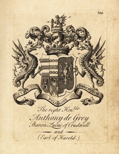 Wapen van de Zeer Eerwaarde Anthony de Grey, 3e Baron Lucas van Crudwell en Graaf van Harold door Andrew Johnston