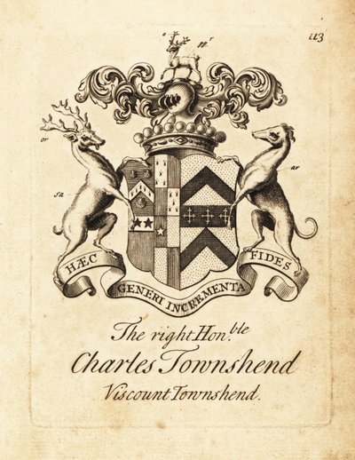 Wapen van de Zeer Eerwaarde Charles Townshend, 2e Burggraaf Townshend door Andrew Johnston